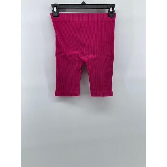 ZARA Women's Fuchsia Ribbed Contour Pull-On Biker Shorts SZ XS-S - Picture 2 of 9